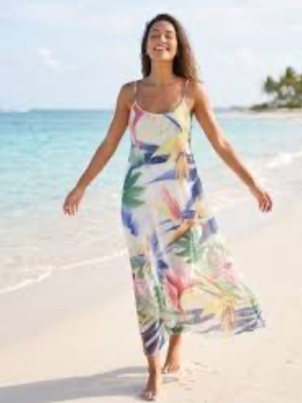 Lara Guidotti made in Italy silk blend Floral Tropical Slip Maxi Dress Med EUC